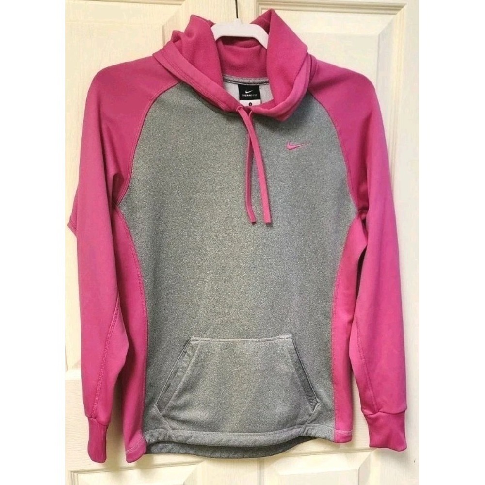 Women's Nike Therma-fit Pink & Gray/ Hoodie Sweatshirt Pullover Size Small